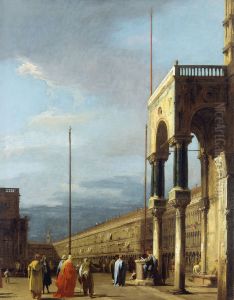 The Piazza looking North-West with the Narthex of San Marco by Canaletto