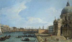Venice: The Grand Canal with S. Maria della Salute towards the Riva degli Schiavoni by Canaletto