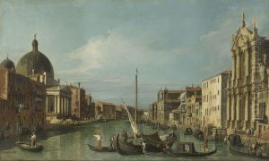 The Grand Canal looking West with the Scalzi and San Simeone Piccolo by Canaletto