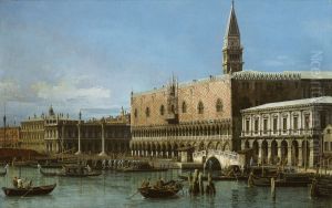 The Molo with the Prisons and the Doges' Palace by Canaletto