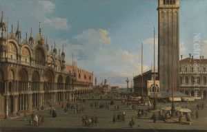 The Piazza and Piazzetta from the Torre dell'Orologio towards San Giorgio by Canaletto