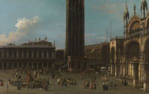 The Piazza from the Piazzetta with the Campanile and the South Side of San Marco by Canaletto