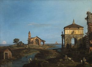 An Island in the Lagoon with a Gateway... by Canaletto