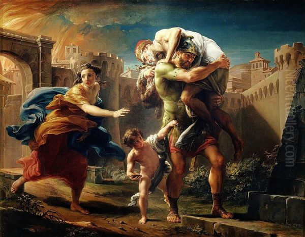 Aeneas fleeing from Troy - view 1