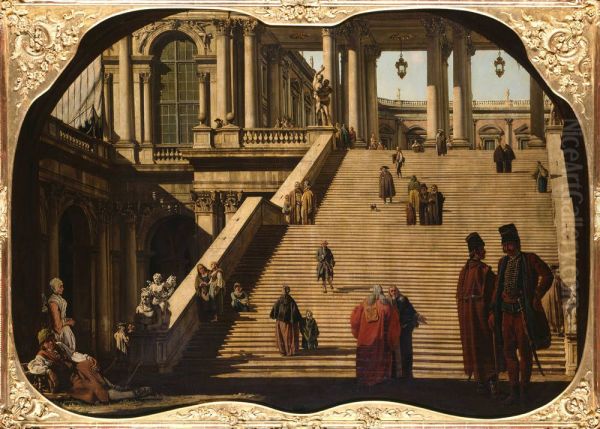 Capriccio mit einer Treppe zum Innenhof eines Palastes - view 1