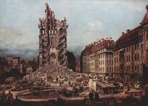 Die Trummer der ehemaligen Kreuzkirche zu Dresden by Bernardo Bellotto