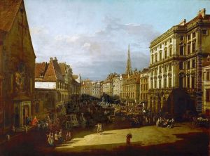 Ansicht von Wien, Mehlmarkt von Sudwest Richtung Nordost gesehen by Bernardo Bellotto