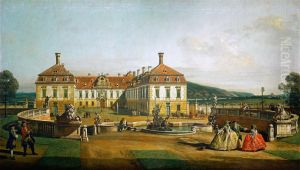 Das kaiserliche Lustschloss Schloss Hof, Ehrenhofseite by Bernardo Bellotto