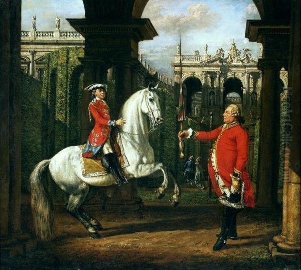 Colonel Konigsfels teaching Prince Jozef Poniatowski how to ride - view 1