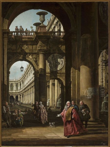 Architekturfantasie mit venezianischem Edelmann - view 1