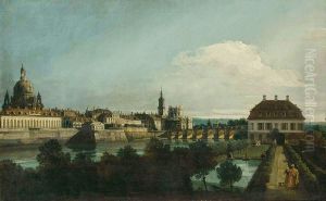 View of Dresden from the right bank of the Elbe above the Augustus Bridge. by Bernardo Bellotto