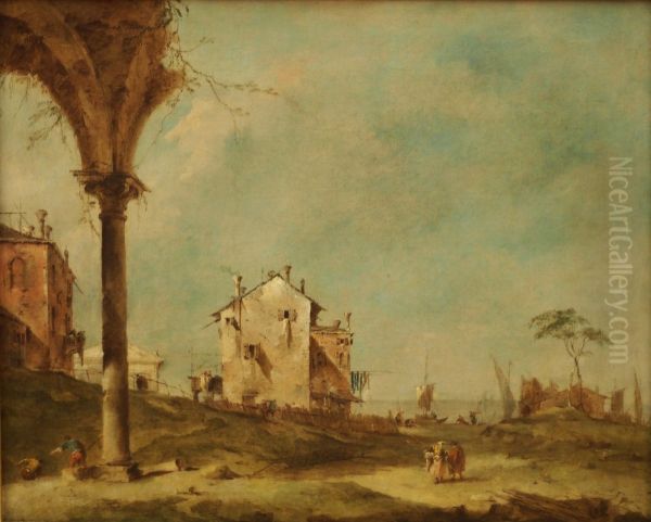 Capriccio, Phantasielandschaft mit Bauwerken an der Lagune - view 1