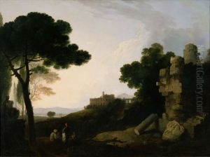 Landscape Capriccio with Tomb of the Horatii and Curiatii, and the Villa of Maecenas at Tivoli by Richard Wilson