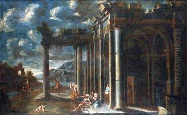 An architectural capriccio with Christ giving the keys to Peter - view 1