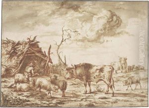 A Herdsman With His Cattle by Michiel Carre