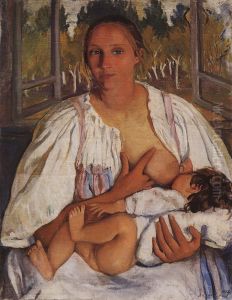 Kormilica s rebenkom by Zinaida Serebryakova