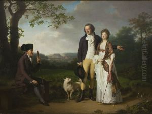 Niels Ryberg med sin son Johan Christian og svigerdatter Engelke, f. Falbe