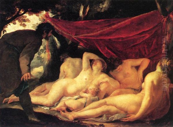 Venus and the Three Graces Surprised by a Mortal - view 1