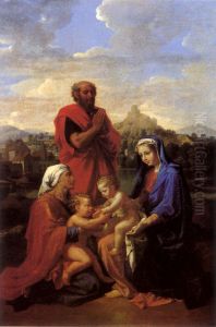 La Sainte Famille avec saint Jean, sainte Elisabeth et saint Joseph priant by Nicolas Poussin