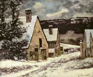 Dorfausgang im Winter by Gustave Courbet