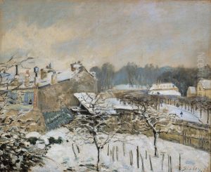 Snow Effect at Louveciennes. by Alfred Sisley