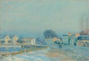 The Watering Pond at Marly with Hoarfrost by Alfred Sisley