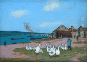 Village de Saint Mammes by Alfred Sisley