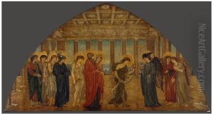Cupid and Psyche - Palace Green Murals - Psyche entering the Portals of Olympus by Edward Burne-Jones