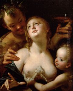 Bacchus, Venus und Amor by Hans Von Aachen