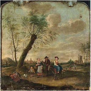 A Landscape With A Farmers' Family; Together With Four Other Works by Johannes Carree
