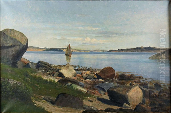 Coastal Scene with Sailboat - view 1