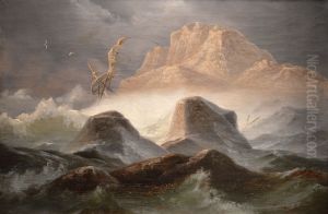 Storm ved den norske kyst by Knud Baade