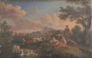 Zuiders Landschap Met Veehoeders by C Carrelli
