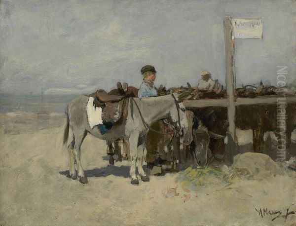 Donkey Stand on the Beach at Scheveningen - view 1