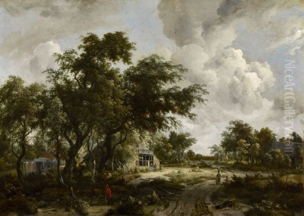 Village with Water Mill among Trees - view 1