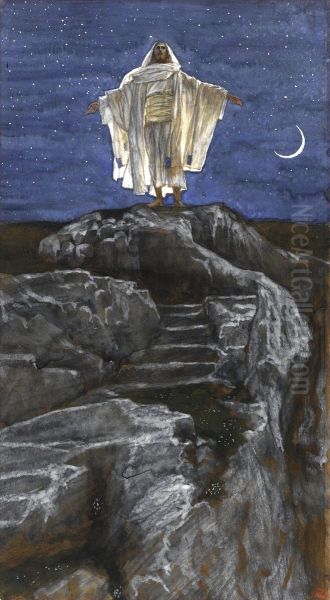 Jesus monte seul sur une montagne pour prier - view 1