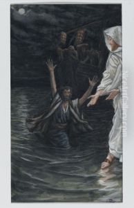 Saint Pierre marche sur la mer by James Jacques Joseph Tissot