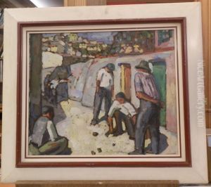 Les Joueurs De Petanque by Augustin Carrera