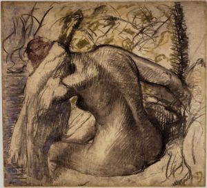 Seated Nude Woman Drying Her Hair by Edgar Degas