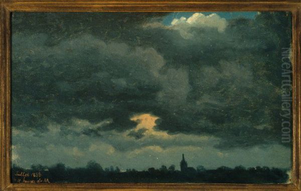 Stormy Sky over Landscape with Distant Church - view 1