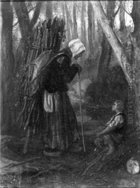 Old Woman and Boy in a Forest - view 1