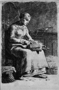 Woman Carding Wool (La Cardeuse) by Jean-Francois Millet