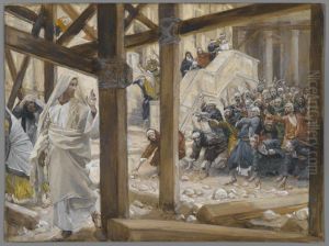 The Jews Took Up Rocks to Stone Jesus by James Jacques Joseph Tissot