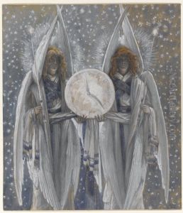 Anges tenant un cadran indiquant les differentes heures des actes de la passion Anges tenant un cadran indiquant les differentes heures des actes de la passion