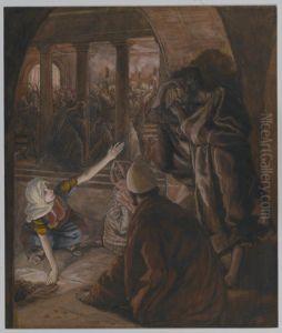The Third Denial of Peter. Jesus' Look of Reproach (Le troisieme reniement de Saint Pierre. Le regard de reproche de Jesus). by James Jacques Joseph Tissot