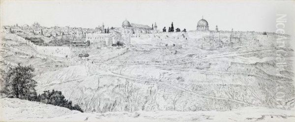 Jerusalem from the South with Sion and the Mosques of El-Aksa and Omar at Left - view 1