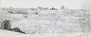 Sud de Jerusalem, Sion a guache, la mosquee d'El Aksa et la mosquee d'Omar Sud de Jerusalem, Sion a guache, la mosquee d'El Aksa et la mosquee d'Omar
