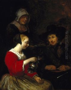 Woman Pouring Wine by Gerard Ter Borch