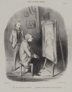 Yes, It Is My Deceased Wife!...Only You Have Flattered Her Too Much! (Oui c'est bien feue ma femme ! ...Seulement je trouve que vous l'avez trop flattee!....) by Honore Daumier