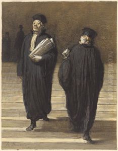 The Two Colleagues (Lawyers) (Les deux confreres [Avocats]) by Honore Daumier